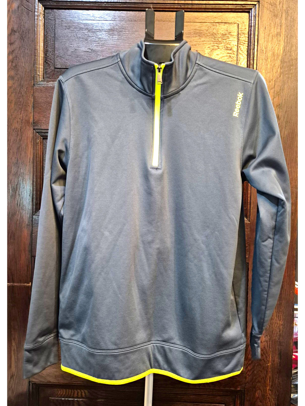 Reebok Workout Ready Men's 1/4 Zip Mock Neck Gray/Yellow M